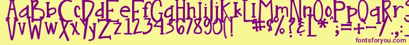 DjbNouveau-fontti – violetit fontit keltaisella taustalla