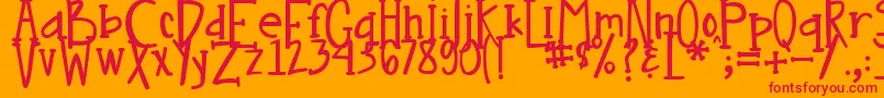 DjbNouveau-fontti – punaiset fontit oranssilla taustalla