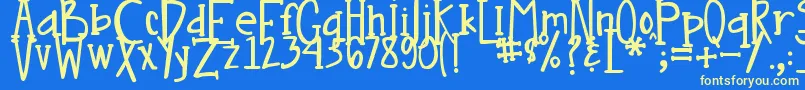 DjbNouveau Font – Yellow Fonts on Blue Background