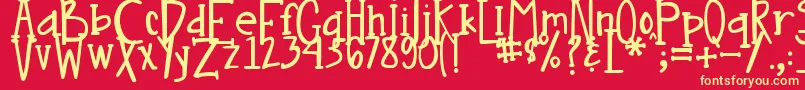 DjbNouveau Font – Yellow Fonts on Red Background