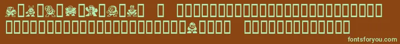 Megaman.Villanz-Schriftart – Grüne Schriften auf braunem Hintergrund