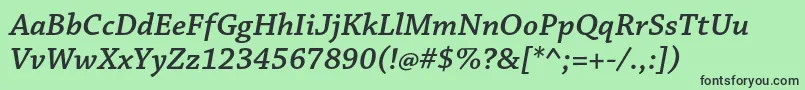 ChaparralproSemiboldit Font – Black Fonts on Green Background