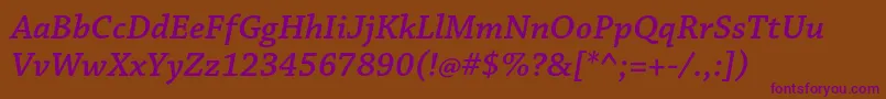 ChaparralproSemiboldit Font – Purple Fonts on Brown Background