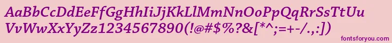ChaparralproSemiboldit Font – Purple Fonts on Pink Background