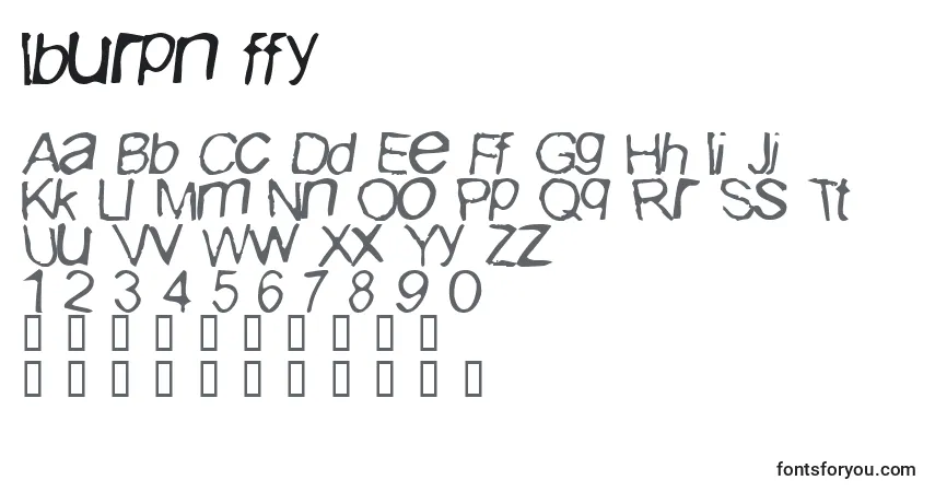 Czcionka Iburpn ffy – alfabet, cyfry, specjalne znaki