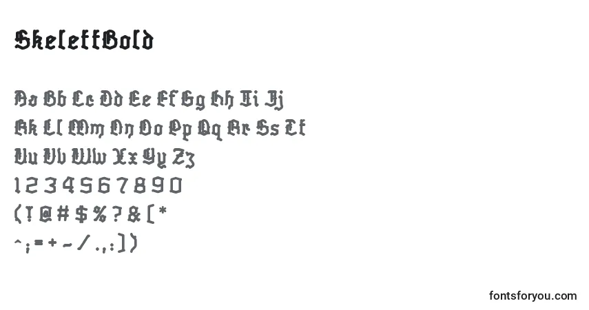 Schriftart SkelettBold – Alphabet, Zahlen, spezielle Symbole
