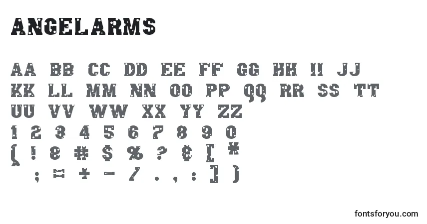 AngelArms-fontti – aakkoset, numerot, erikoismerkit