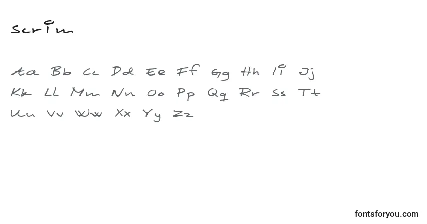 Scrimフォント–アルファベット、数字、特殊文字