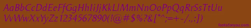 OdenseItalic Font – Purple Fonts on Brown Background