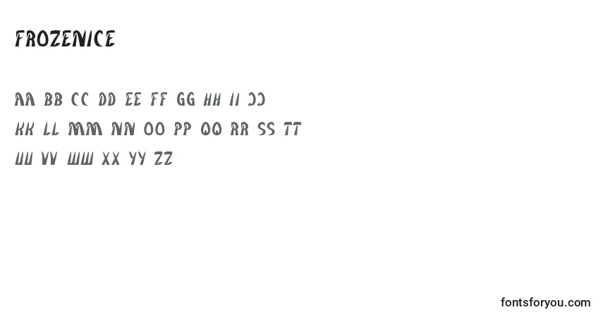 Czcionka FrozenIce – alfabet, cyfry, specjalne znaki
