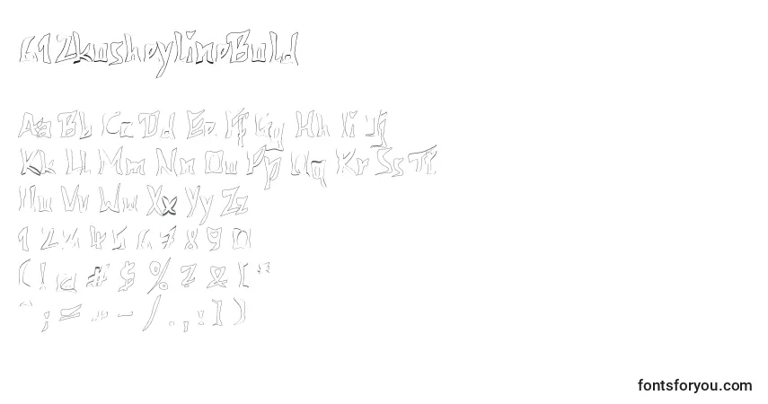 A fonte 612kosheylineBold – alfabeto, números, caracteres especiais