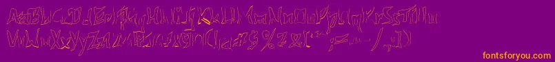 612kosheylineBold-Schriftart – Orangefarbene Schriften auf violettem Hintergrund