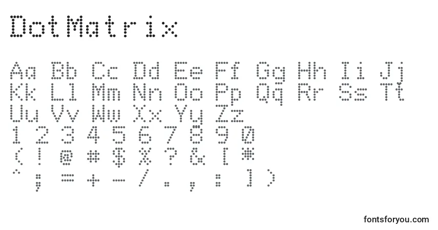 Schriftart DotMatrix – Alphabet, Zahlen, spezielle Symbole