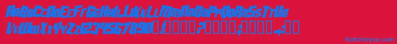 Czcionka AftershockDebrisCondsolidItalic – niebieskie czcionki na czerwonym tle
