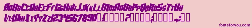 フォントAftershockDebrisCondsolidItalic – ピンクの背景に紫のフォント