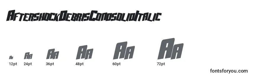Размеры шрифта AftershockDebrisCondsolidItalic