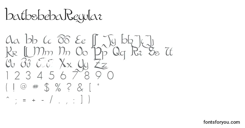 Czcionka BathshebaRegular – alfabet, cyfry, specjalne znaki