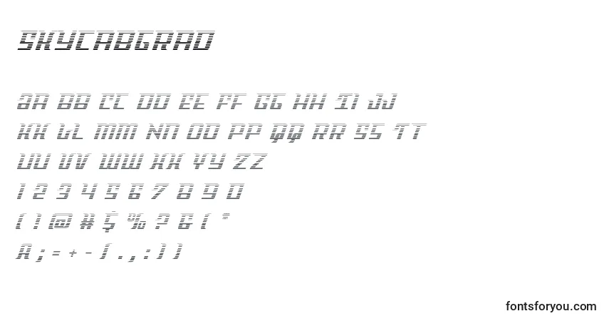 Schriftart Skycabgrad – Alphabet, Zahlen, spezielle Symbole