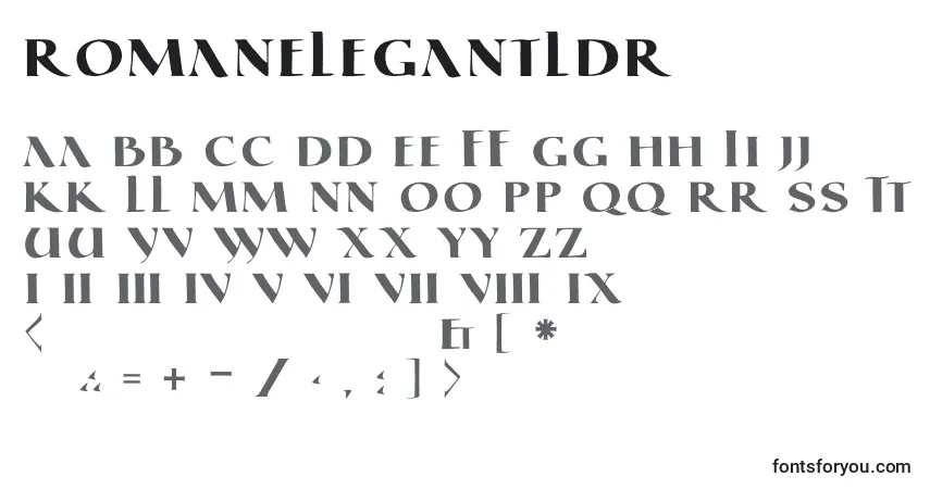 A fonte RomanElegantLdr – alfabeto, números, caracteres especiais