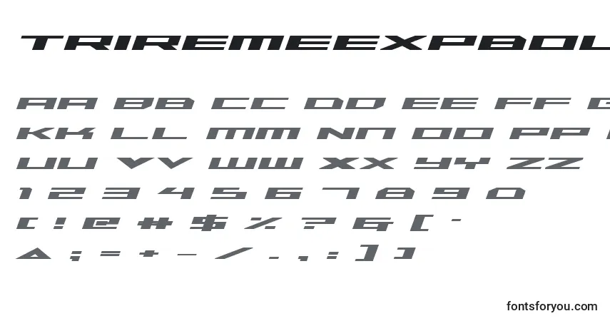 Triremeexpboldital-fontti – aakkoset, numerot, erikoismerkit