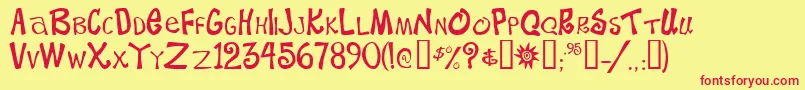 フォントBeachtypeMedium – 赤い文字の黄色い背景