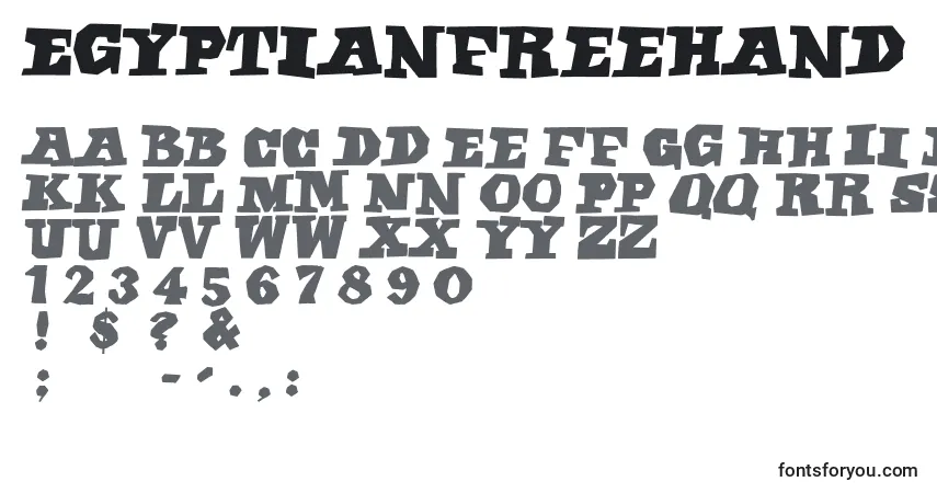 Czcionka Egyptianfreehand – alfabet, cyfry, specjalne znaki