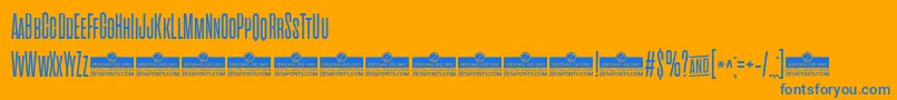 Weitere Informationen zur CinematograficaLightTrial-Schriftart CinematograficaLightTrial-Schriftart – Blaue Schriften auf orangefarbenem Hintergrund