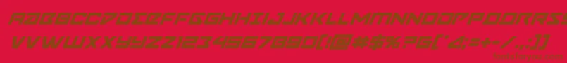 Navycadetsuperital-Schriftart – Braune Schriften auf rotem Hintergrund