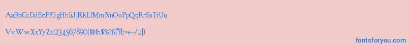 RmAlmanackOld-Schriftart – Blaue Schriften auf rosa Hintergrund