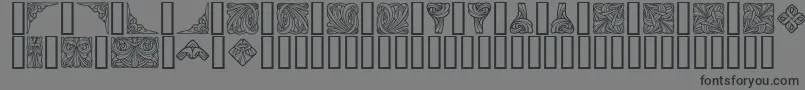 フォントOrna 4 – 黒い文字の灰色の背景