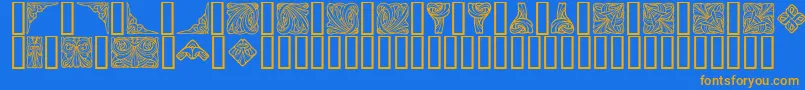 フォントOrna 4 – オレンジ色の文字が青い背景にあります。