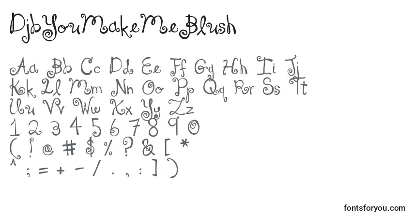 A fonte DjbYouMakeMeBlush – alfabeto, números, caracteres especiais