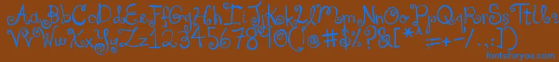 DjbYouMakeMeBlush-fontti – siniset fontit ruskealla taustalla