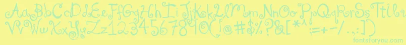 DjbYouMakeMeBlush Font – Green Fonts on Yellow Background