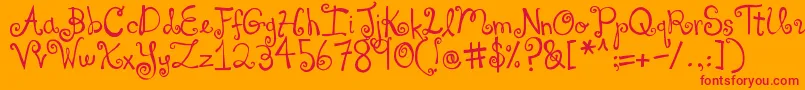 DjbYouMakeMeBlush Font – Red Fonts on Orange Background