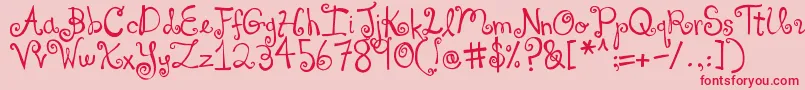 Fonte DjbYouMakeMeBlush – fontes vermelhas em um fundo rosa