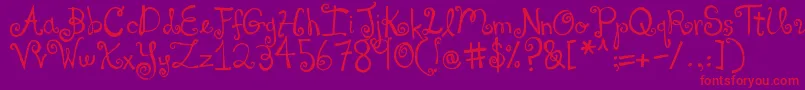 Czcionka DjbYouMakeMeBlush – czerwone czcionki na fioletowym tle