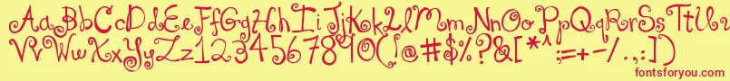 DjbYouMakeMeBlush Font – Red Fonts on Yellow Background