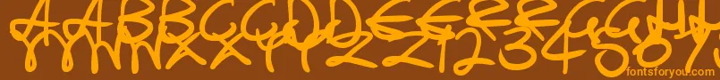 SwirlyCurlyInks Font – Orange Fonts on Brown Background