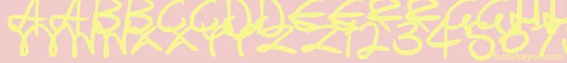 SwirlyCurlyInks-Schriftart – Gelbe Schriften auf rosa Hintergrund