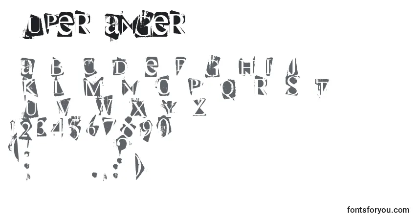 SuperDanger-fontti – aakkoset, numerot, erikoismerkit