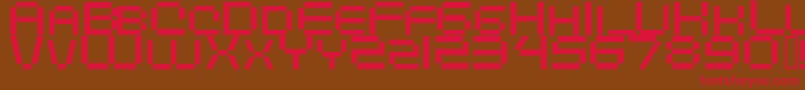 フォントDigitalema – 赤い文字が茶色の背景にあります。