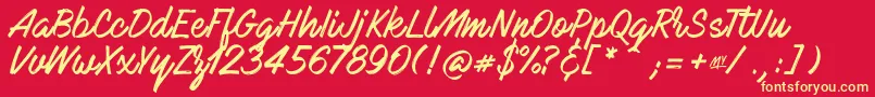 MarkMyWords-Schriftart – Gelbe Schriften auf rotem Hintergrund