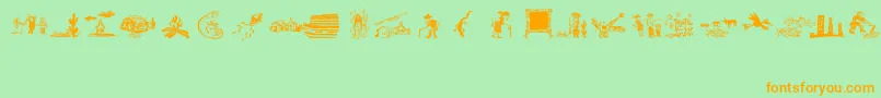 OchentSilibrinaIii-Schriftart – Orangefarbene Schriften auf grünem Hintergrund