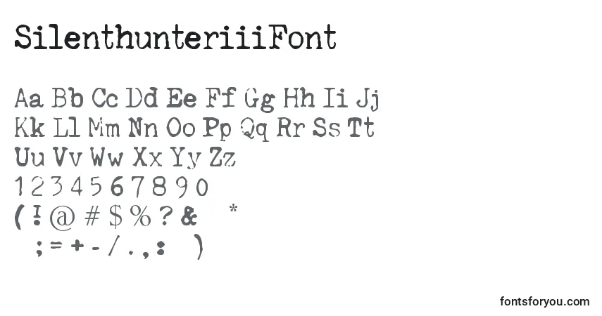 SilenthunteriiiFont-fontti – aakkoset, numerot, erikoismerkit