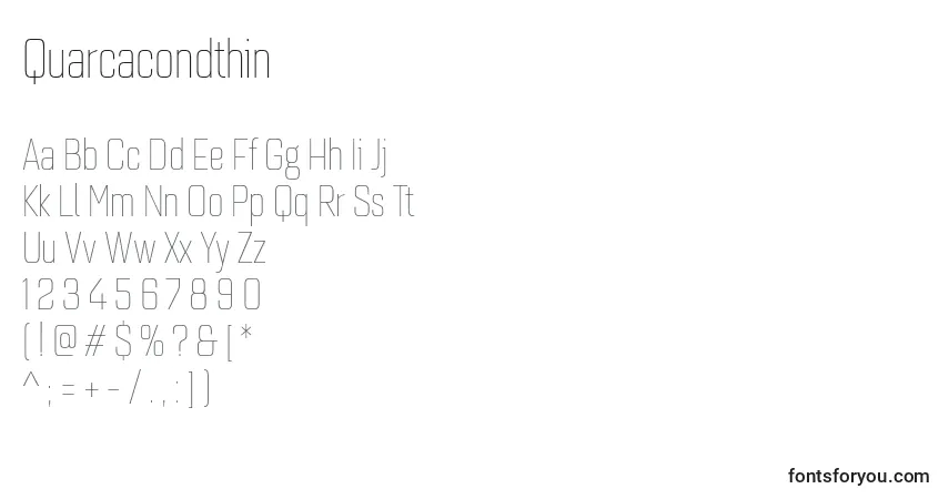 Schriftart Quarcacondthin – Alphabet, Zahlen, spezielle Symbole