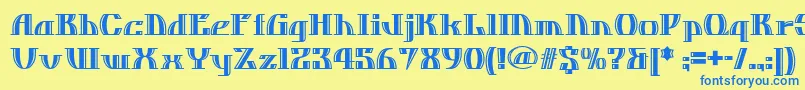 フォントDosequisnf – 青い文字が黄色の背景にあります。