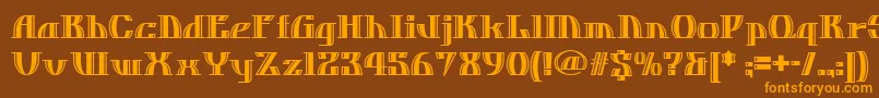 フォントDosequisnf – オレンジ色の文字が茶色の背景にあります。