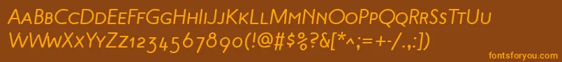 MalvernScBoldItalic-Schriftart – Orangefarbene Schriften auf braunem Hintergrund