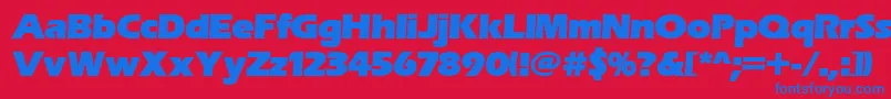 フォントErasitcpeeult – 赤い背景に青い文字